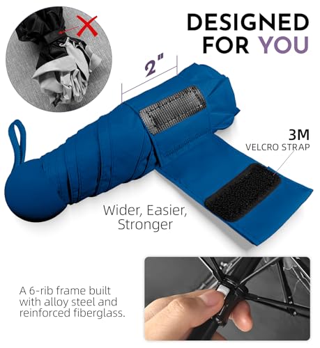 Image of LILAC Mini Travel Umbrella for Rain - 43 inch Large Coverage Small Compact Umbrella, Reinforced Strong Frame, Lightweight Portable Parasol with UPF 100+ UV Protection, Gifts for Adults, Seniors & Students
