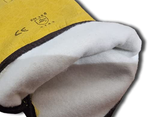 LLB Premium Fleece Lined Yellow Leather Winter Thermal Cold Work Gloves PPE HGV Lorry Two works Large L9, Large L 9 - Image 4