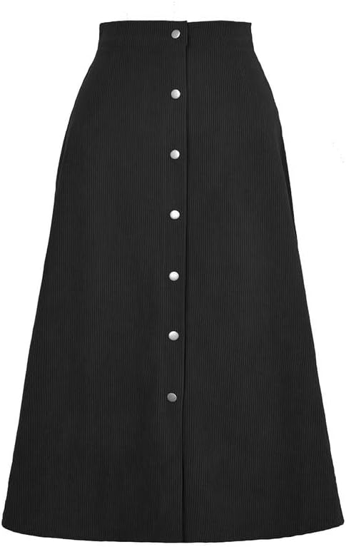 Wenseny Corduroy Skirt, A-Line High Waist Skirts Long Skirts for Women, Buttons Down Straight Casual Fall Skirt