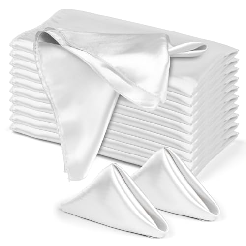 10 Pack Satin Cloth Napkins, White, 17