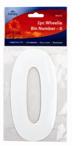 PinkWebShop Blanco Autoadhesivo con Ruedas / Polvo Papelera números 17cm 4 / Paquete - 0/1/2/3 / 4/5/6 /7/8/9 - 0