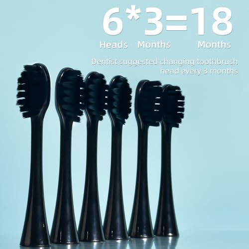 Y-Kelin Wiederaufladbare Sonic-Elektrozahnbürste mit 6 Dupont-Bürstenköpfen, 2-Minuten-Timer, 5 Putzmodi inklusive Aufhellungsfunktion (Schwarz) – Bild 5