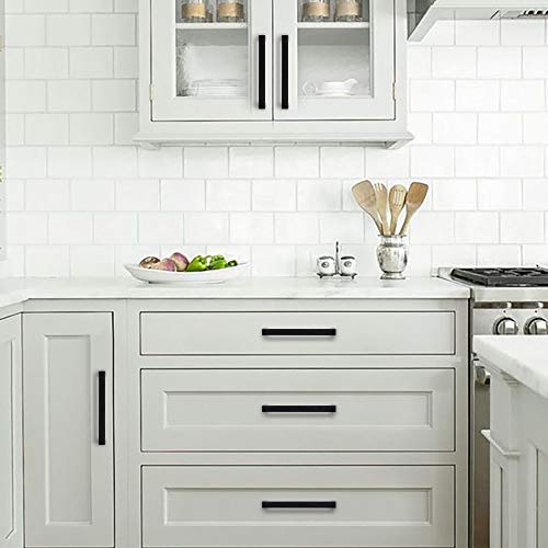 Image of Ravinte 55 Pack Cabinet Handles Square Cabinets Cupboard Hanldes Matte Black Drawer Pulls Stainless Steel Kitchen Cabinet Pulls Cabinet Hardware Drawer Handles 5 inch Hole Center