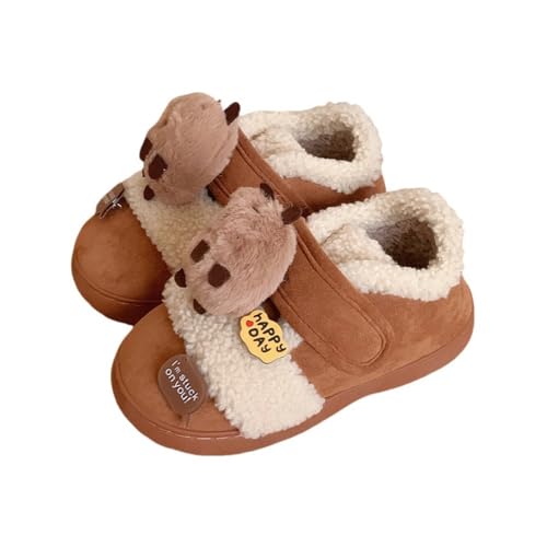 Capybara Slippers Cute Fuzzy Warm Plush Winter Shoes, Cozy Indoor Outdoor House Sandals Bedroom Comfort Wear Soft Cloud Slide Fur Furry Lightweithg Anti-Skid Funny Grip Platform Fleece Lining Slippers3