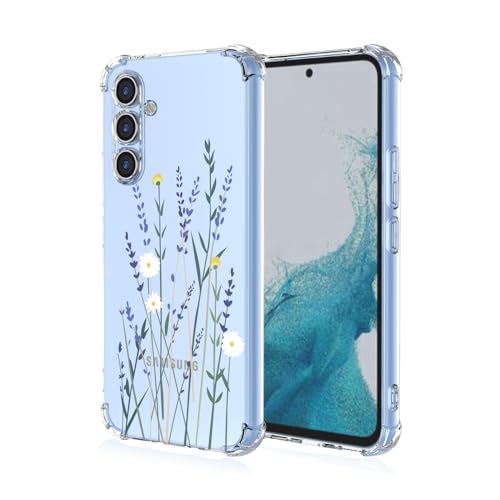 WOKEZ Samsung Galaxy A34 5G Fodral med Blommönster - Genomskinligt Stöttåligt