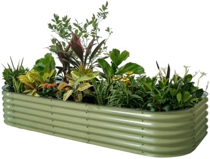 vego garden raised beds that will transform your gardening experience 4 Vego garden Raised Garden Bed Kit, 17" Tall 10 in 1 Modular Metal Raised Garden Beds Kit, Metal Planter Box for Vegetables, Flowers, Herbs, Olive Green