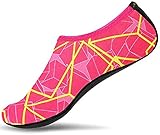 JACKSHIBO Schwimmschuhe Damen Barfussschuhe Barfußschuhe Herren Badeschuhe Wasserschuhe Kinder Strandschuhe Jungen Mädchen Surfschuhe Aquaschuhe, 09 Rose 35/36 EU