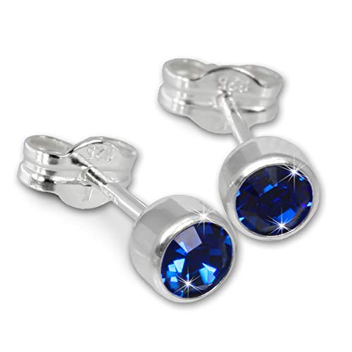 Preisvergleich Produktbild SilberDream Ohrringe 5mm für Damen 925 Silber Ohrstecker Zirkonia blau SDO503B