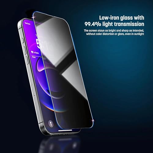 Image of OHAYO Privacy Tempered Glass Screen Protector Compatible with iPhone 17 Pro Max - 9H Anti-Spy Protection, HD Clear View, Bubble-Free Installation, Scratch Resistant, Case-Friendly Design