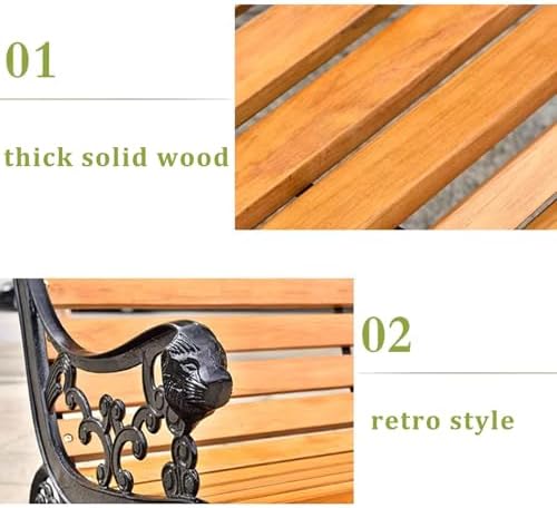 Solid Wood Outdoor Bench with Cast Iron Frames - Comfortable Garden, Park & Patio Seating with Backrest & Armrests for Relaxation & Style