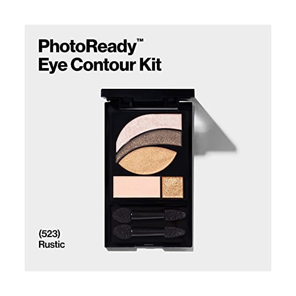 Revlon-PhotoReady-Eye-Contour-Kit-Eyeshadow-Palette-with-5-WetDry-Shades-Double-Ended-Brush-Applicator-Rustic-523-01oz Revlon Eyeshadow Paette, PhotoReady Eye Makeup, Creamy Pigmented in Blendable Matte & Shimmer Finishes 523 Rustic, 0.01 Oz
