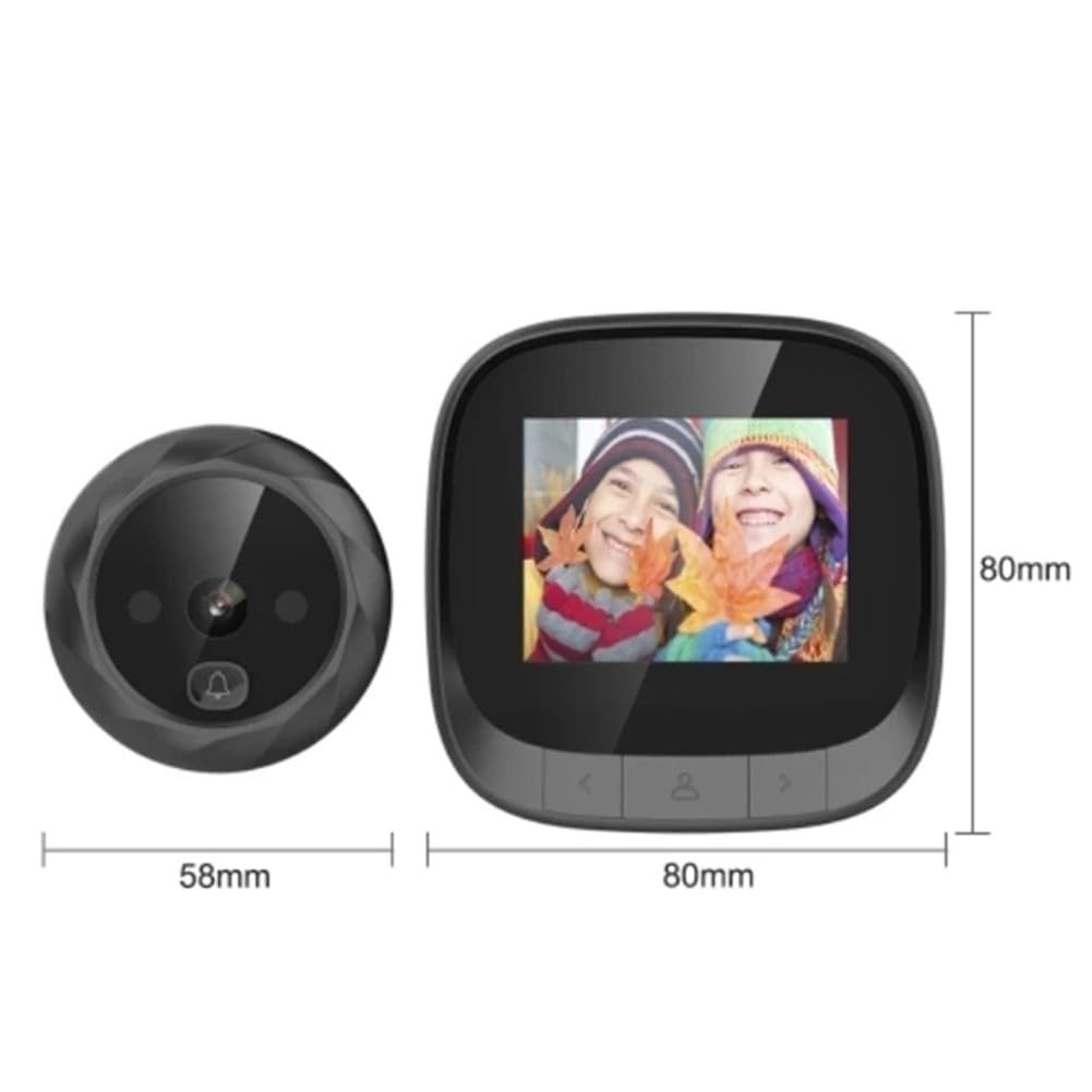 Whychstore Judas de porte numérique avec écran LCD 2,4" avec vision nocturne infrarouge et grand angle de 90° pour portes de 35 à 110 mm