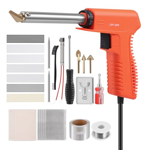 100W Plastic Welding kit,2-in-1 Plastic Soldering Iron kit and Soldering Gun,2 Adjustable Modes with 5 Soldering Tips, 56Pcs x 33cm Rods, Steel Mesh, Metal Brush for Car Bumper Surface Repair 1 100W Plastic Welding kit,2-in-1 Plastic Soldering Iron kit and Soldering Gun,2 Adjustable Modes with 5 Soldering Tips, 56Pcs x 33cm Rods, Steel Mesh, Metal Brush for Car Bumper Surface Repair