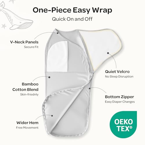 Image of Momcozy Swaddles for Newborns, Quiet Fastener Swaddle Suitable for Infant 0-3 Months, New-Parent-Friendly Sleep Sack, Reduce Startle Reflex, Newborn Boys Girls Registry Essentials, 2-Pack, Drift