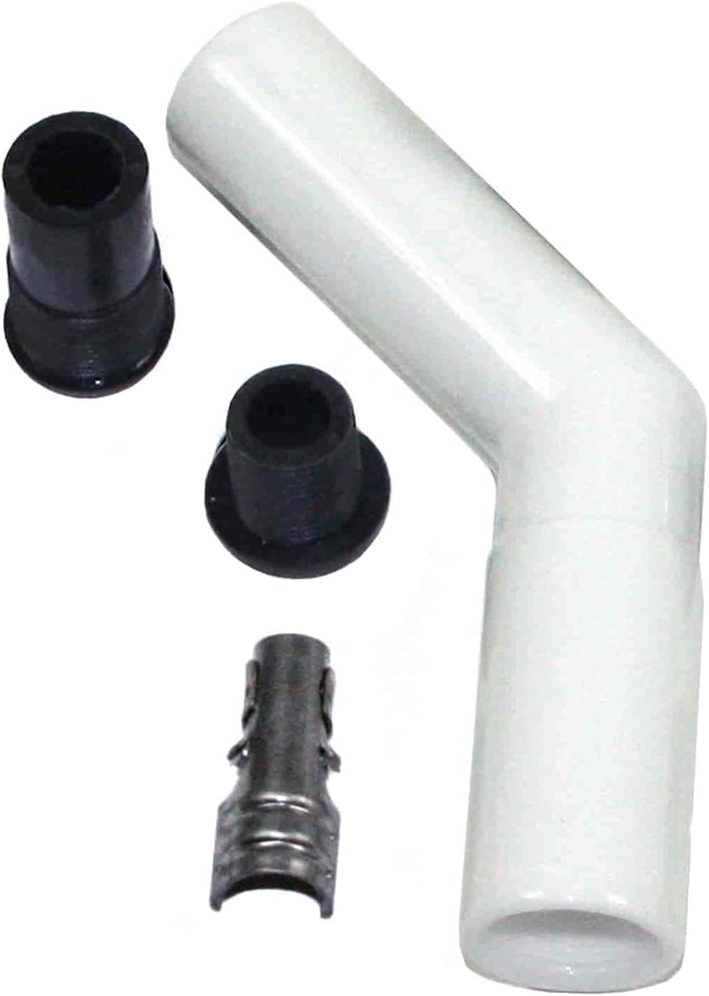 Pertronix 8563HT-8 Black Ceramic Spark Plug 45 Degree Boot Set of 8 includes silicone plug and wire bushings, stainless steel spark plug terminals and high temp ceramic boots