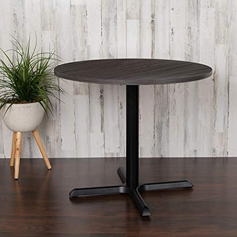 BizChair 36" Round Multi-Purpose Conference Table in Rustic Gray-Meeting Table for Office Cover