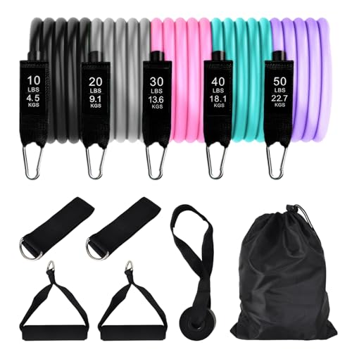 Fitnessbänder Set Resistance Bands Set 5 Verschiedene Stärken 100Lbs Widerstandsbänder mit Griffen Knöchelriemen Türanker Tragbarer Tasche für Damen Herren Yoga Pilates Muskelaufbau Gymnastikband Fitnessbänder Set Resistance Bands Set 5 Verschiedene Stärken 100Lbs Widerstandsbänder mit Griffen Knöchelriemen Türanker Tragbarer Tasche für Damen Herren Yoga Pilates Muskelaufbau Gymnastikband