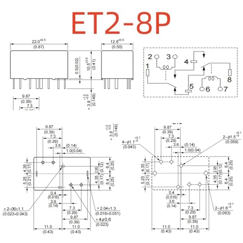 Relé de 8 pines ET2R-B3M1 para reparar cajas de fusibles y automatismos ET2F-N3 2