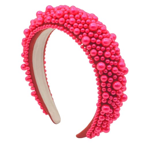 scicent Headband Red Pearl Head Bands for Women Bridal Hair Band Wedding Party Hair Hoop Wide Coronation Hair Accessories 16803 - Image 3