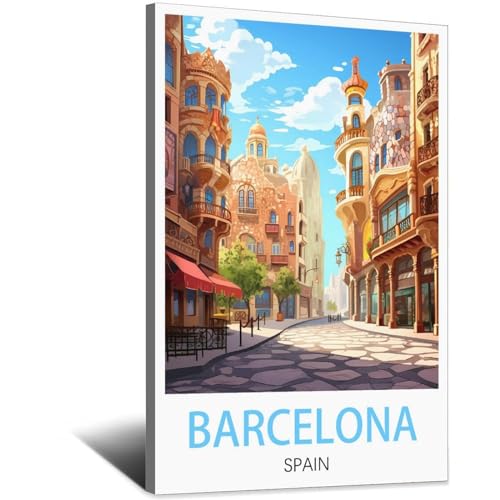 Poster Barcelone vintage iPuzou 60x90 impression toile salon