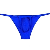 Jaxu Men's Spandex Bikini Elastic Iron G-String Gay Men Mini Briefs Underwear Micro Trunks Blue L