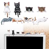 Nogeqi 8 Stück Katzenfigur Harzmaterial Mini-Tier-Schreibtisch-Ornamente Niedliche Form Mini Tiere Autoinnenraum Für Feiertage Umzug Neuwagenkauf