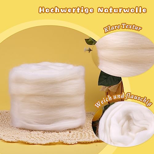 Kuppt 100g Weiche Märchenwolle Roving Wolle mit Box für Handwerk – Bild 3