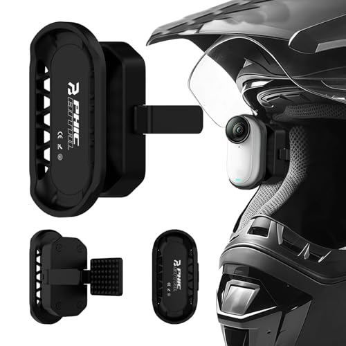Motorcycle In-helmet POV Mount Fit for Insta360 GO 3S/GO 3 Action Camera Anti-Slip Clip & Magnetic 1-Second Quick Release 360 Adjustable POV Mount for Full Face/3/4/Off-rodad/Flip-up Helmets