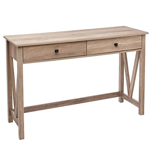 ROCKPOINT Furniture Rustic Farmhouse Wood Computer Writing Desk Office, 47 Inch-Grey Wash