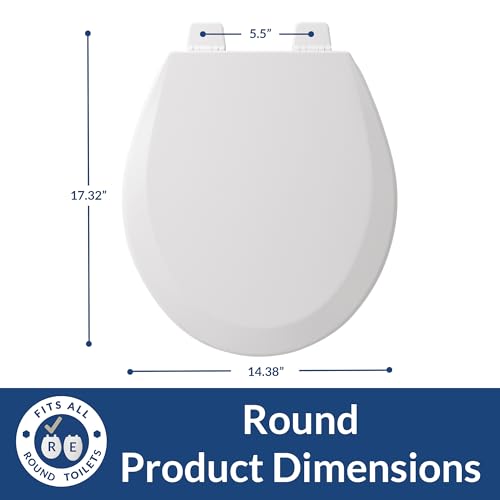 Bemis 500TTT Durable Wood Toilet Seat, Secure Hinges Stay Tight, Made in USA, Round, White - Thumbnail 3