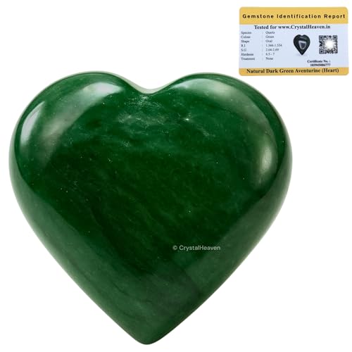 Image of Certified Dark Green Aventurine Crystal Heart Palm Pebbles Stones for Anxiety Stress Relief Massage - AAA Grade Original Healing Gemstone Agate Heart Palm Stone for Yoga Meditation Spiritual