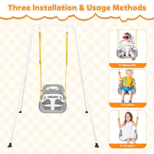 Image of 4-in-1 Toddler Swing Set & Baby Jumper and Bouncer for Toddlers | Foldable Baby Swing Stand for Outdoor /Indoor Play, Easy to Assemble and Store for Ages 6 Months to 10 Years Old