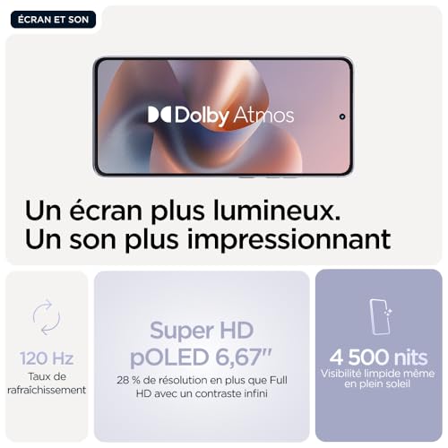 Moto g 86 8 Smartphone debloqué écran 6 67" Appareil Photo 50 MP Batterie 5200 mAh CosmicSky Coque de Protection et câble USB C Inclus - vue 3