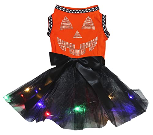 Robe pour chiot citrouille strass et éclairage LED orange taille XXL - 2