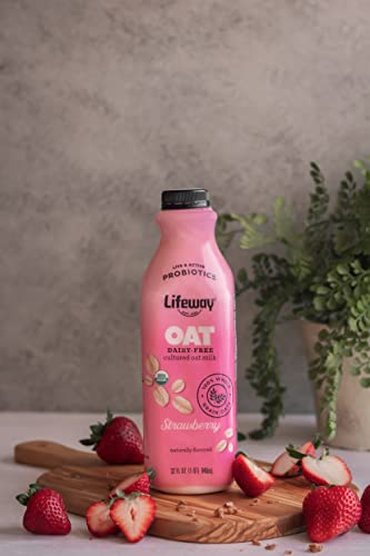 Lifeway Dairy Free Organic Oat Milk With Probiotics- 10 Live Active Cultures, Plant Based, Gluten Free – Strawberry, 32 Oz #TOP4