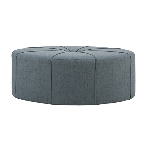 Madison Park Ferris Coffee Table Oval-Solid Wood, Polyester Fabric Modern Style Large Ottoman