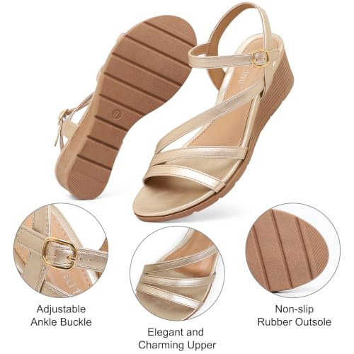 Image of Wedge Sandals for Women Dressy Comfortable Low Heel Summer Shoes