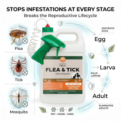 Image of Cedarwood Oil for Pest Control - Nature's Dome Cedarwood Flea and Tick Spray 128 Oz | 1 Gallon Refill for Lawn, Patio, Carpets & Pet Areas | Kills & Repels Fleas, Ticks and Mosquitos | Plant-Based