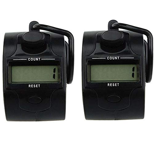Boxonly Black Electronic Tally Counters Digital LCD Electronic Hand Tally Counter for Tasbeeh Golf Dock Pack of 2