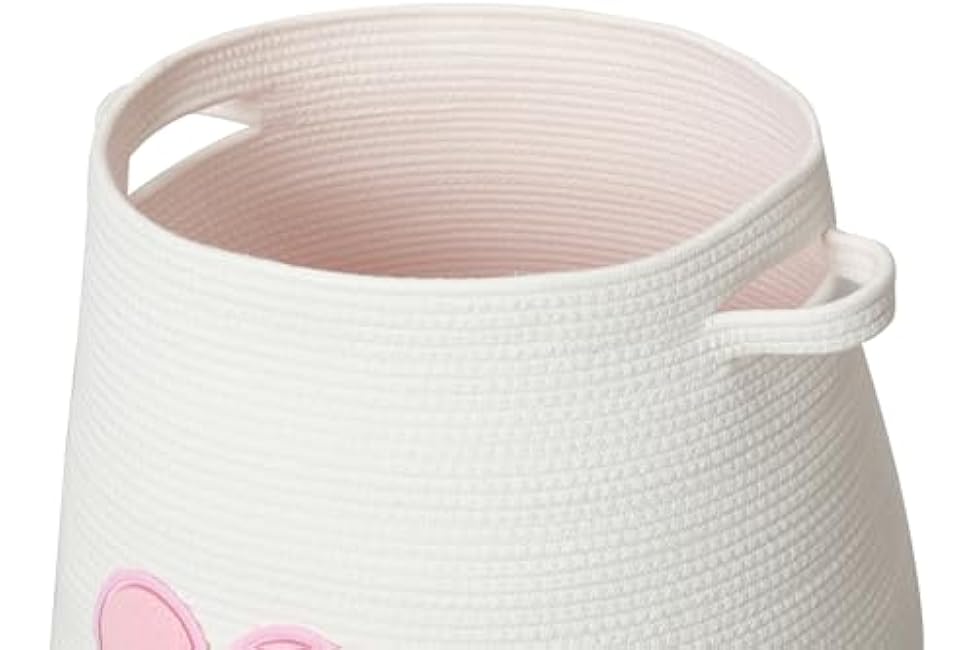 20 x 20 Extra Large Cotton Rope Storage Basket with Lid ¨C Flagon Design ¨C Perfect for Clothes, Blankets, and Living Room Organization (Pink Heart, 20x20)