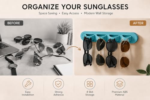 Image of Sunglasses Organizer, Wall Glasses Holder, Acrylic Sunglasses Display, Eyeglass Organizer for Multiple Glasses for Office & Home Decor, Unique Gifts for Husband, Women & Girls