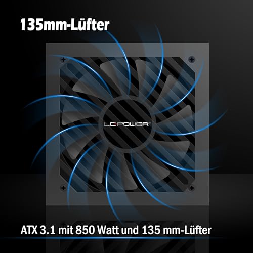 LC-POWER Integrator Pro Serie 850W ATX V3.1 Alimentatore con Certificazione 80 PLUS GOLD (LC6850G-SI V3.1) - Alimentatore - Immagine 3