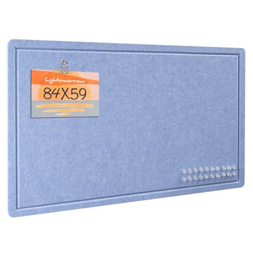 Tablón de anuncios, 84 x 59 cm, tabla de fieltro decorativa, alternativa a la pared, tablero de imágenes plegable con tabla de oración autoadhesiva y 20 agujas de pin, color azul lavanda