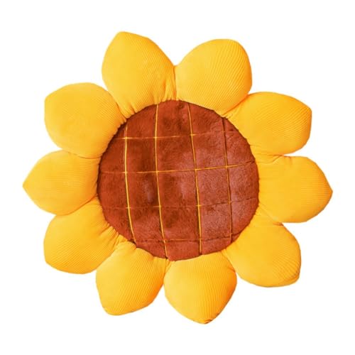 Kznifmk Alfombra de CojíN de Girasol Amarillo, DecoracióN del Hogar, CojíN Reversible para el Suelo, CojíN para Asiento, Cojines Rellenos de Terciopelo Suave