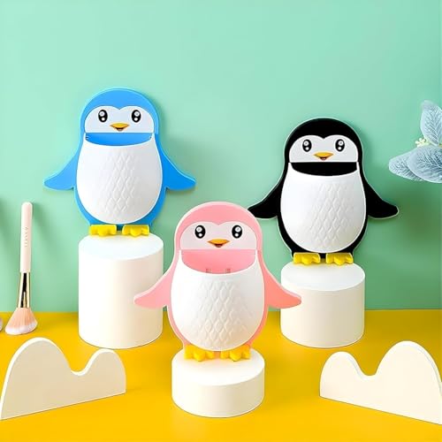 Image of Penguin Shaped Wall Mounted Holder, Self Adhesive Storage Organizer for Bathroom, Toothbrush and Brush Stand,Multipurpose Plastic Bathroom Accessory (Pack of 1)