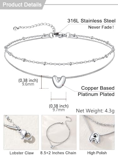 Image of U7 Silver Gold Initial Ankle Bracelets for Women Waterproof,14K Gold Plated Initial Anklets No Tainish,Adjustable Women's Anklet Layered Ankle Summer Beach Foot Jewelry