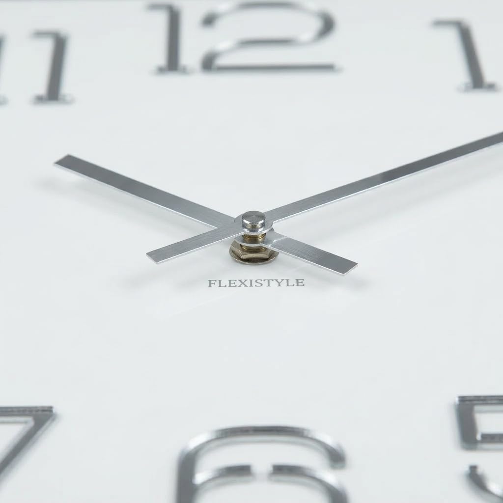 FLEXISTYLE Wall Clock, Acrylic, White, 50 cm