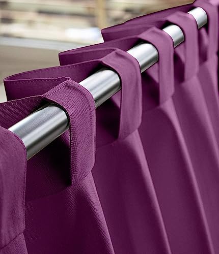 Image of THE LINEN COMPANY Extra Long Solid Curtains 10 Feet, Cotton Duck Canvas Drapes, 10ft Set of 2, Plum