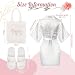 Imagen de Hestya Juego de 3 Regalos de Boda para Bride Brautjungfer Trauzeugin Regalos de Despedidas de Soltera Bata de Satén Blanco Bolsa Zapatillas para Compromiso Spa