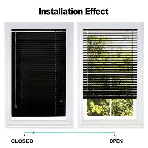 Mini persianas horizontales amarillas de aluminio con sistema sin taladro 7